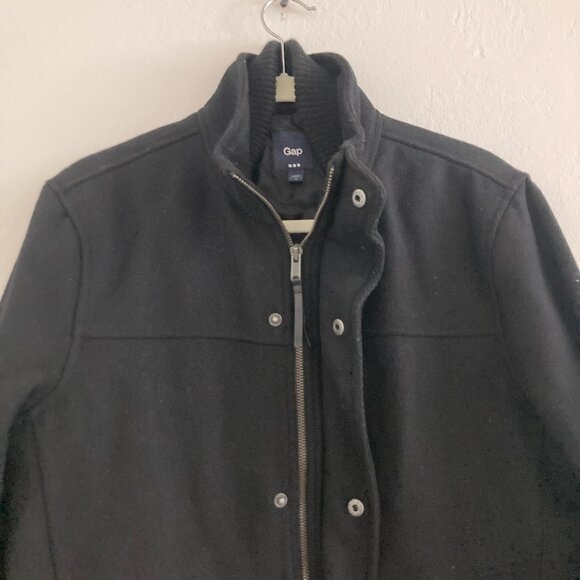 GAP Factory Men's Wool Blend Worker Jacket Zip Up Black Quilted Insulated Small - Picture 4 of 16